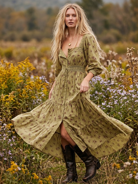 Free People Dresses & Skirts - Free People Bohemian Cottage Ethereal Dainty Morning Meadows Maxi Dress XL NWT